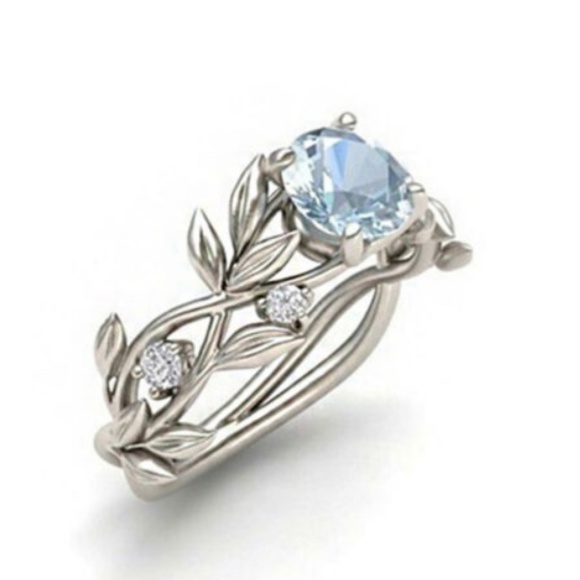 Vintage Silver Topaz Cocktail Ring Size 7 8 9 10 - Picture 2 of 8